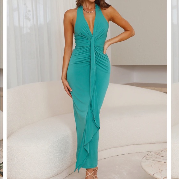 Hello Molly Dresses & Skirts - NWT Hello Molly MIXING IT UP HALTER MAXI DRESS GREEN